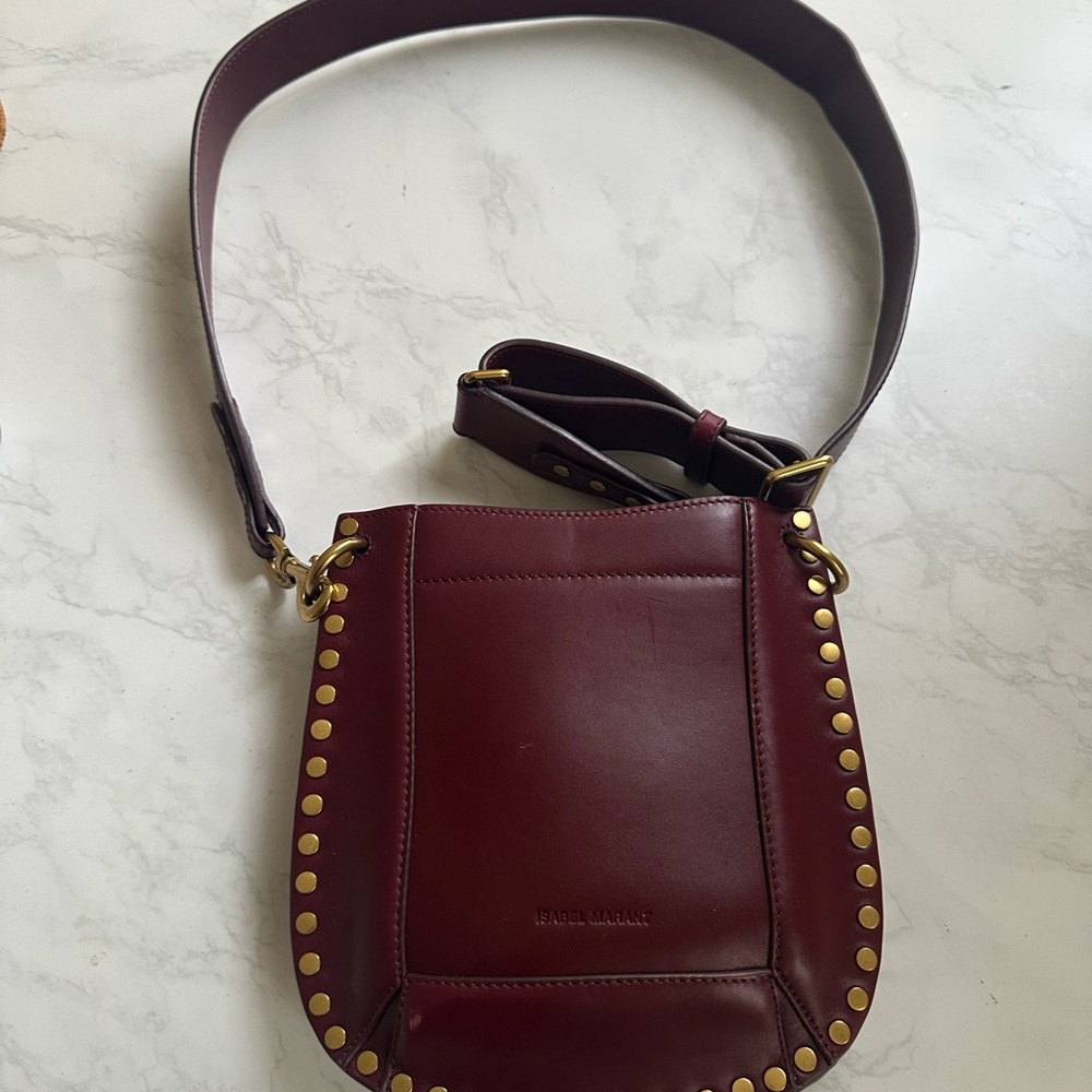 Isabel Marant Burgundy Crossbody Bag with Gold Accents